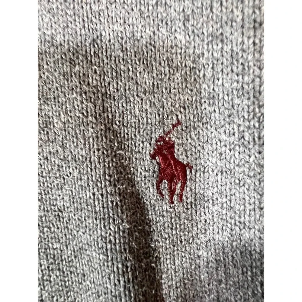 Polo Ralph Lauren Quarter Zip Sweater Mens XL Gray Cotton Red Pony Preppy